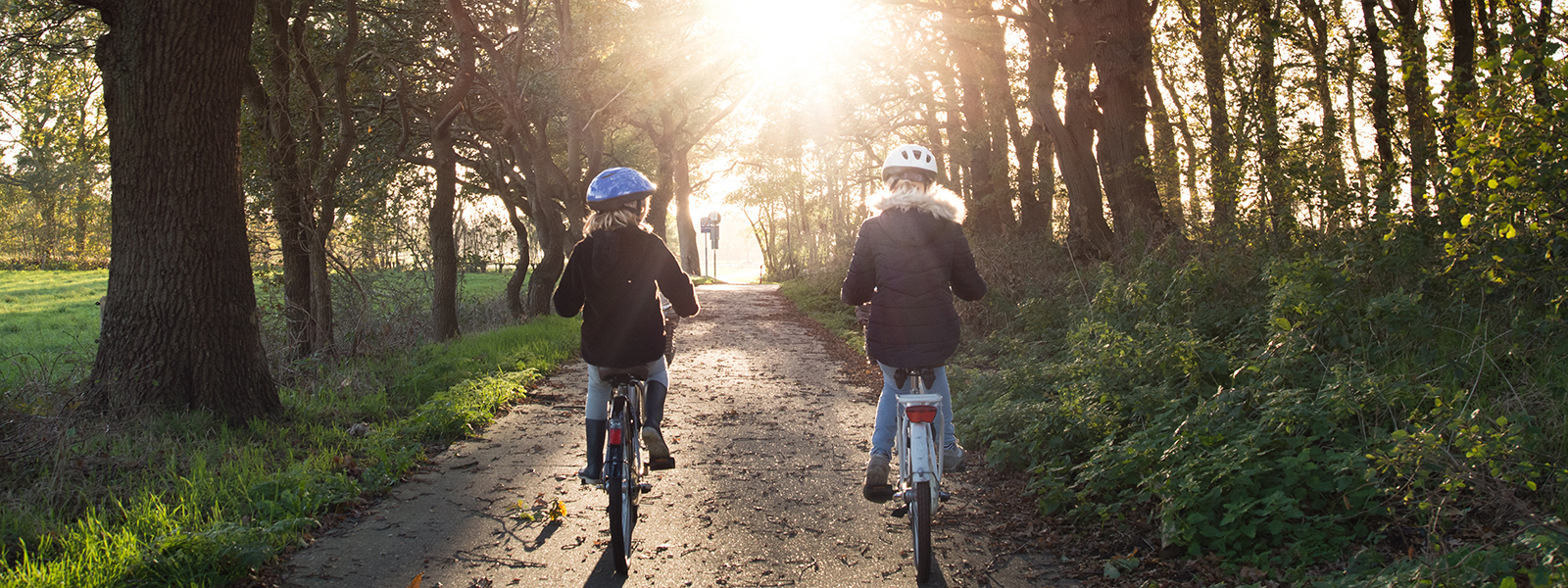 Girls on bike path